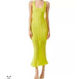 Alice Olivia Veronique Yellow Crochet Dress size XS